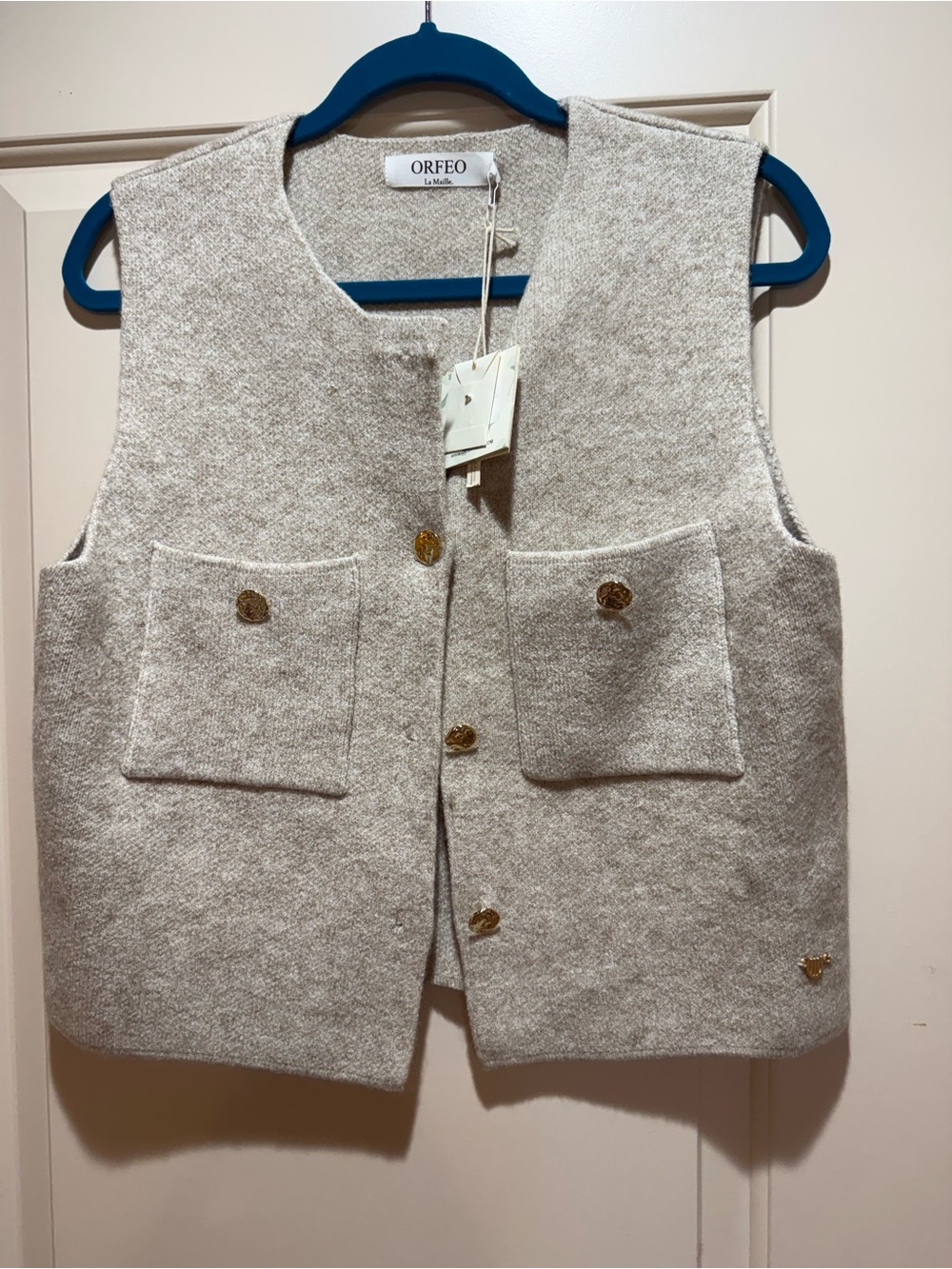 Orfeo NWT Cream Wool Blend Pocket Vest